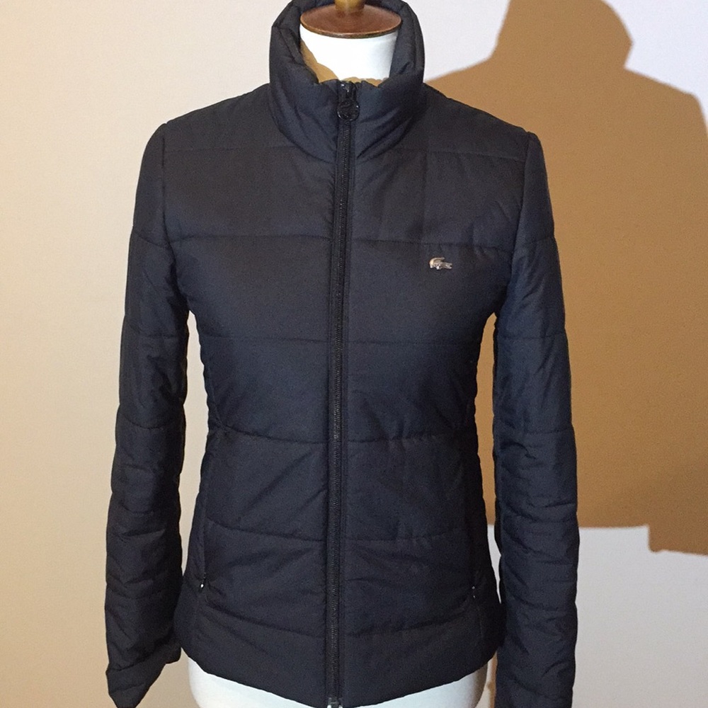 Lacoste Women’s Black Puffer Jacket Tailored Waist